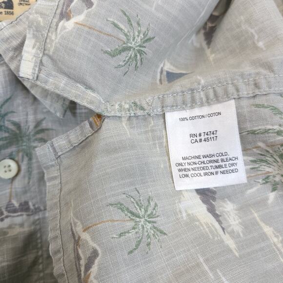 Redhead Button Down Shirt Tropical Sailboat Men 2XL Gray Cotton Short Sleeve - Picture 8 of 11